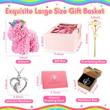 10 Inch Valentine'S Day Rose Unicorn Artificial Rose Unicorn Include Gift Box Greeting Card Necklace Romantic Preserved Moss Birthday Gift For Girlfriend Wife