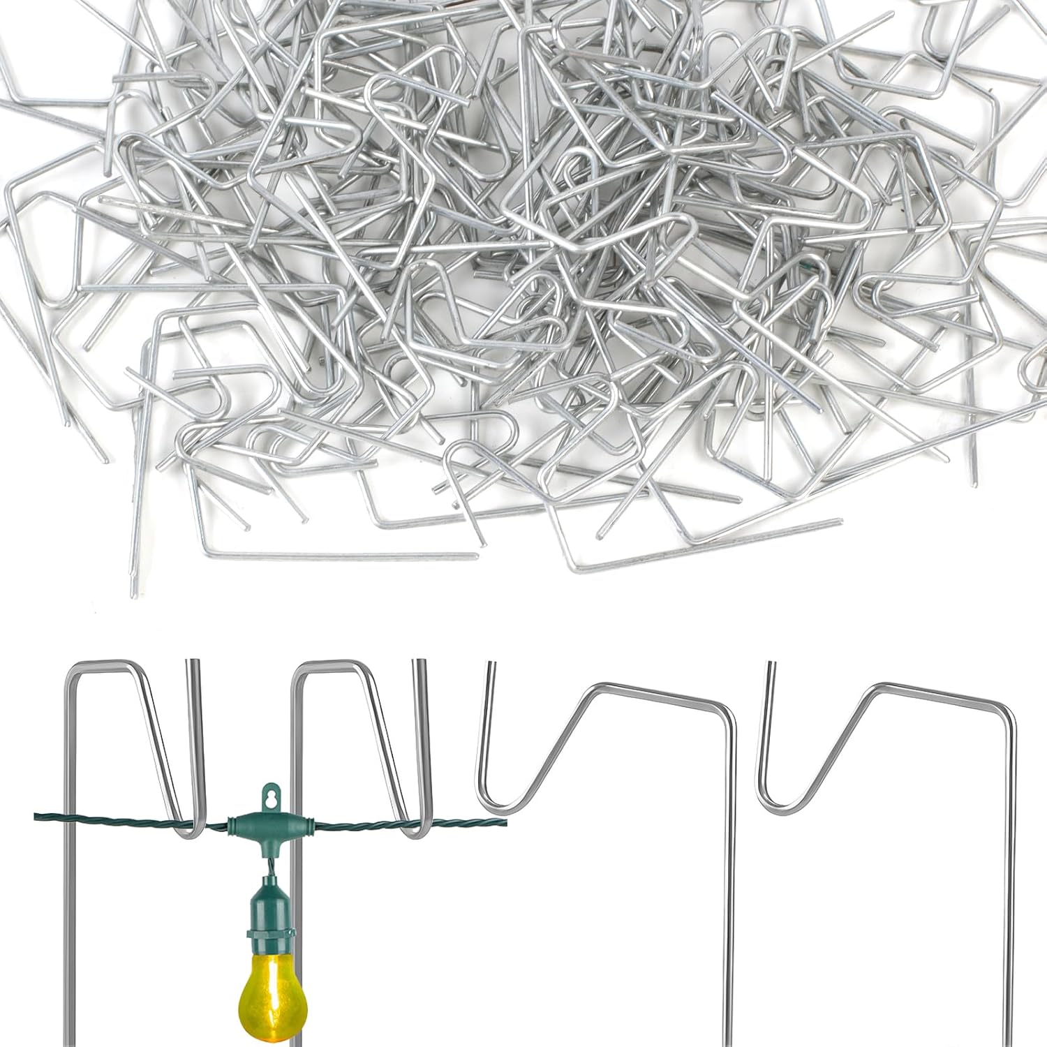 120 Packs Christmas Light Hangers Hook, Stainless Steel Christmas Ornament Hangers Xmas Outside String Light Ornament Hanger Outdoor Hanging Lights Xmas Decoration