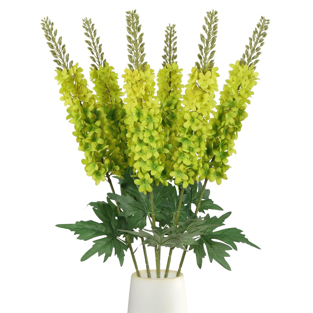6Pcs Delphinium Artificial Flowers 29.5" Realistic Green Silk Flowers Faux Snapdragon Flowers Long Stem Fake Hyacinth For Tall Vase Wedding Home Garden Decor (Green)