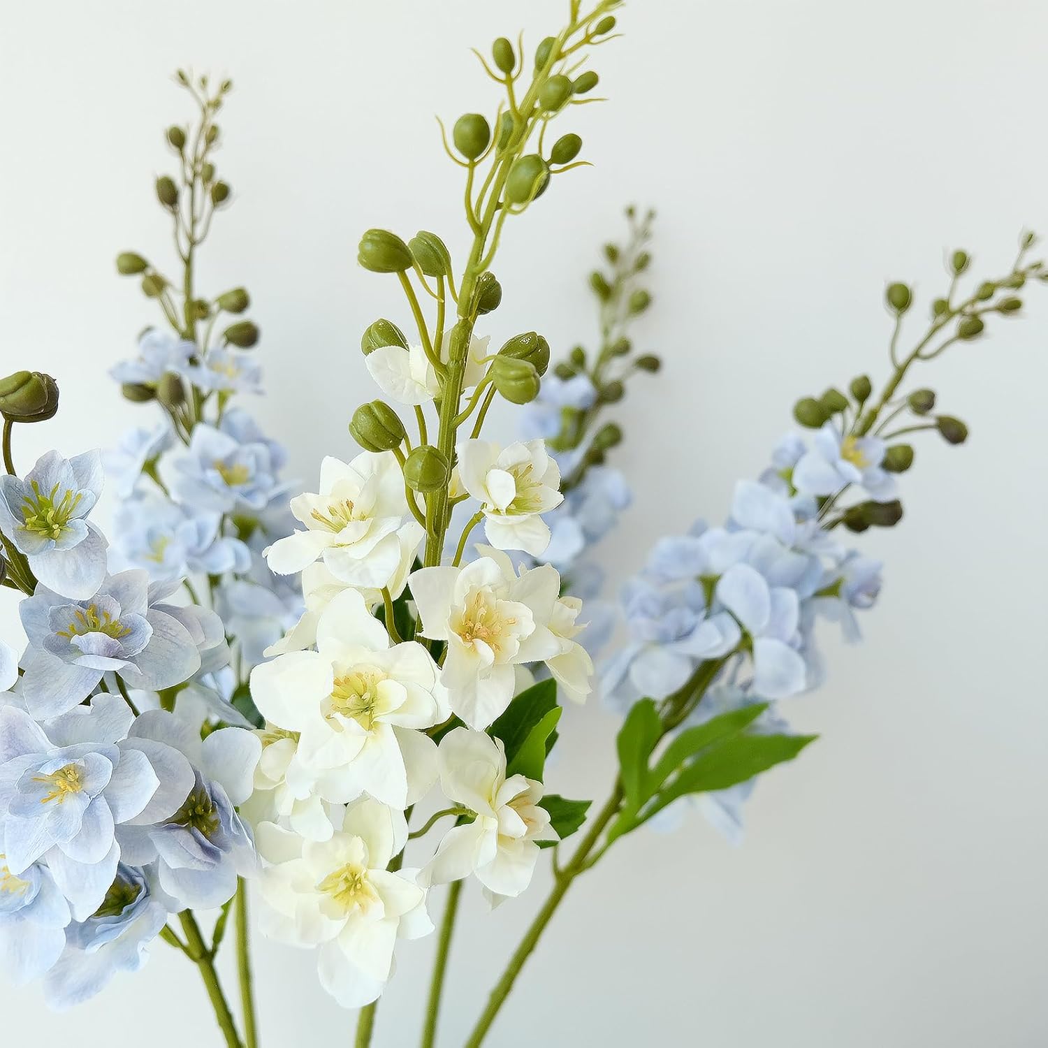 White Artificial Flowers,4Pcs 26" Fake Delphinium With Long Stem For Tall Floor Vase,Large Lifelike Larkspur Plant Silk Flowers Home Wedding Office Party Arrangement Decoration