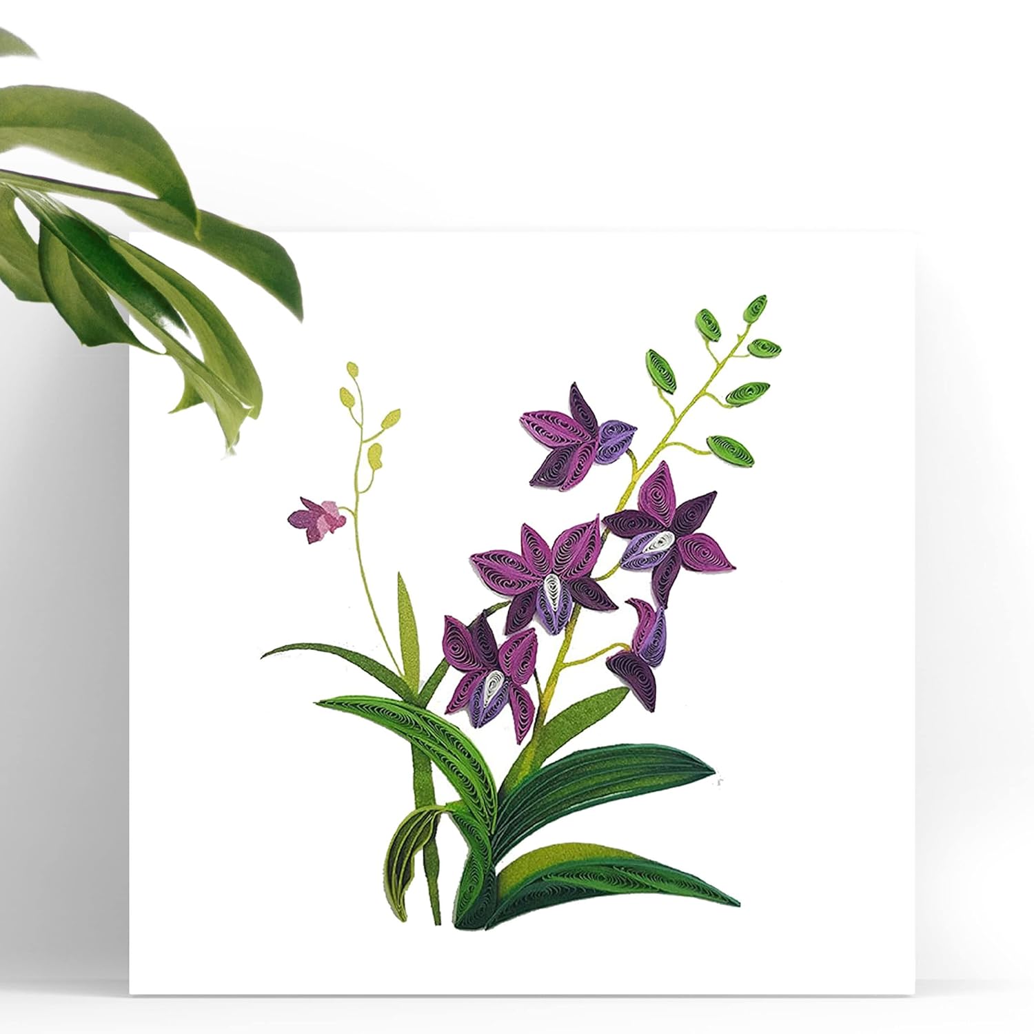 Purple Orchid With Deepest Sympathy Card, Condolences Greeting Card For Loss Of Mother, Father, Pet, Quilling Quilled Card With Envelop For Grief And Loss, Thinking Of You (Purple Orchid)