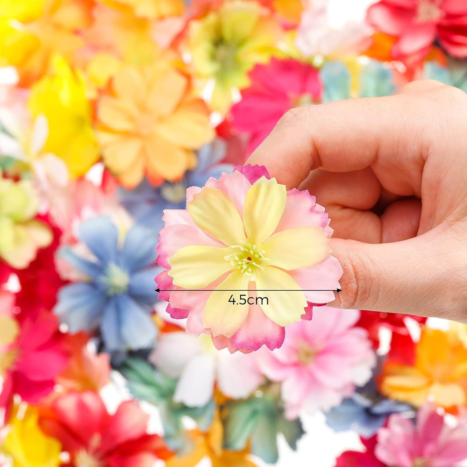100 Pieces Faux Flower Heads For Crafts Artificial Silk Plum Blossom Heads For Home Room Wedding Party Marriage Car Shoes Hats, 1.8 Inch (Mixed Colors)