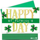 Happy St. Patrick'S Day Cards For Family & Business (Gold & Green) Saint Patrick Bulk Greeting Card Set Pack Of 25 With Green Envelopes (5X7 Inch - A7) Office, Work, Employees & Clients Spd200