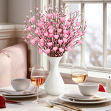 26Pcs Valentines Decorations Pink Heart Picks - Valentine Artificial Berry Stems Decor For Home Vase Table Centerpiece