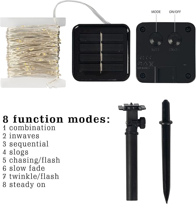 2 Pack Solar String Lights Outdoor 80FT 240 LED Warm White Waterproof Fairy Lights 8 Modes Silver Wire Solar Powered for Garden Patio Wedding Christmas Decor