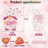 30 Pack Gnome Valentines Day Cards For Kids With Heart Erasers And Glue Points For Valentines Day Party Favors Class Classroom Exchange Gift For Girls Boys