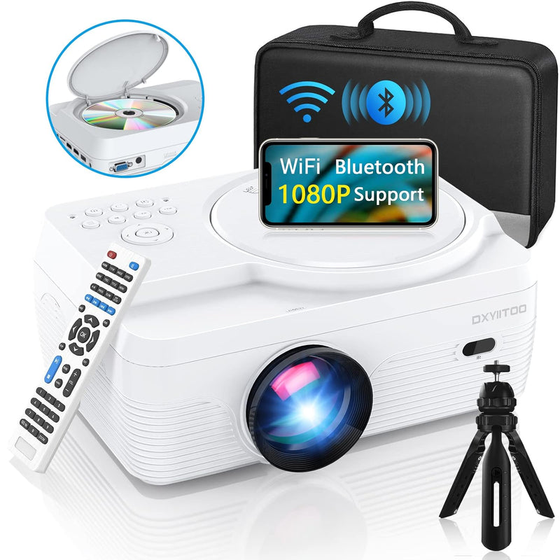 Full HD WiFi Bluetooth Projector w/ DVD, 12000LM, 1080P, 250" Compatible