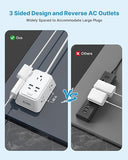 10 Ft Flat Plug Extension Cord Multi Outlet Power Strip with 2 USB C Ports
