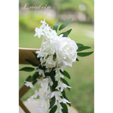 Set Of 8 Pew Flowers For Wedding Ceremony Chair Decorations Bench Decoration Wedding Aisle Chair Decoration, Natural White