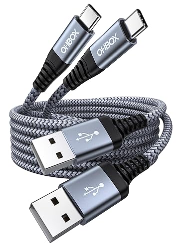 2 Pack USB A to USB C Fast Charging Cable 60W 6FT Braided CarPlay Charger for iPhone 17 16 15 Samsung Galaxy