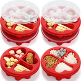 6 Pcs 6 Pcs 6.8 Inch Valentine'S Day Divided Dessert Serving Tray Heart Red 4-Compartment Snack Container Box Reusable With Press-Fit Lids For Christmas Mother'S Day Lunch Meal Snack