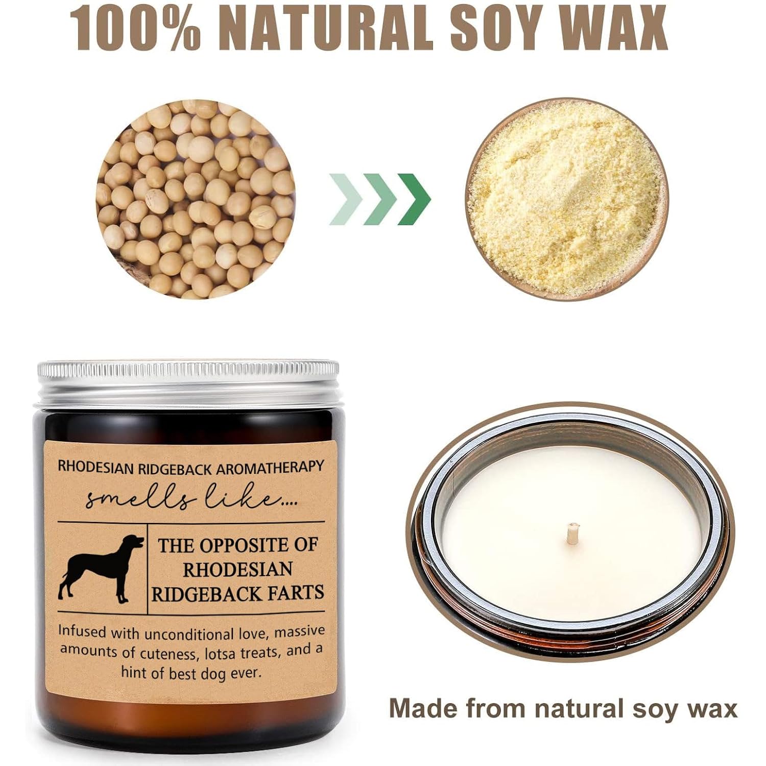 Rhodesian Ridgeback Scented Soy Candle - 8Oz, Modern, Indoor, Stress-Relieving Fragrance