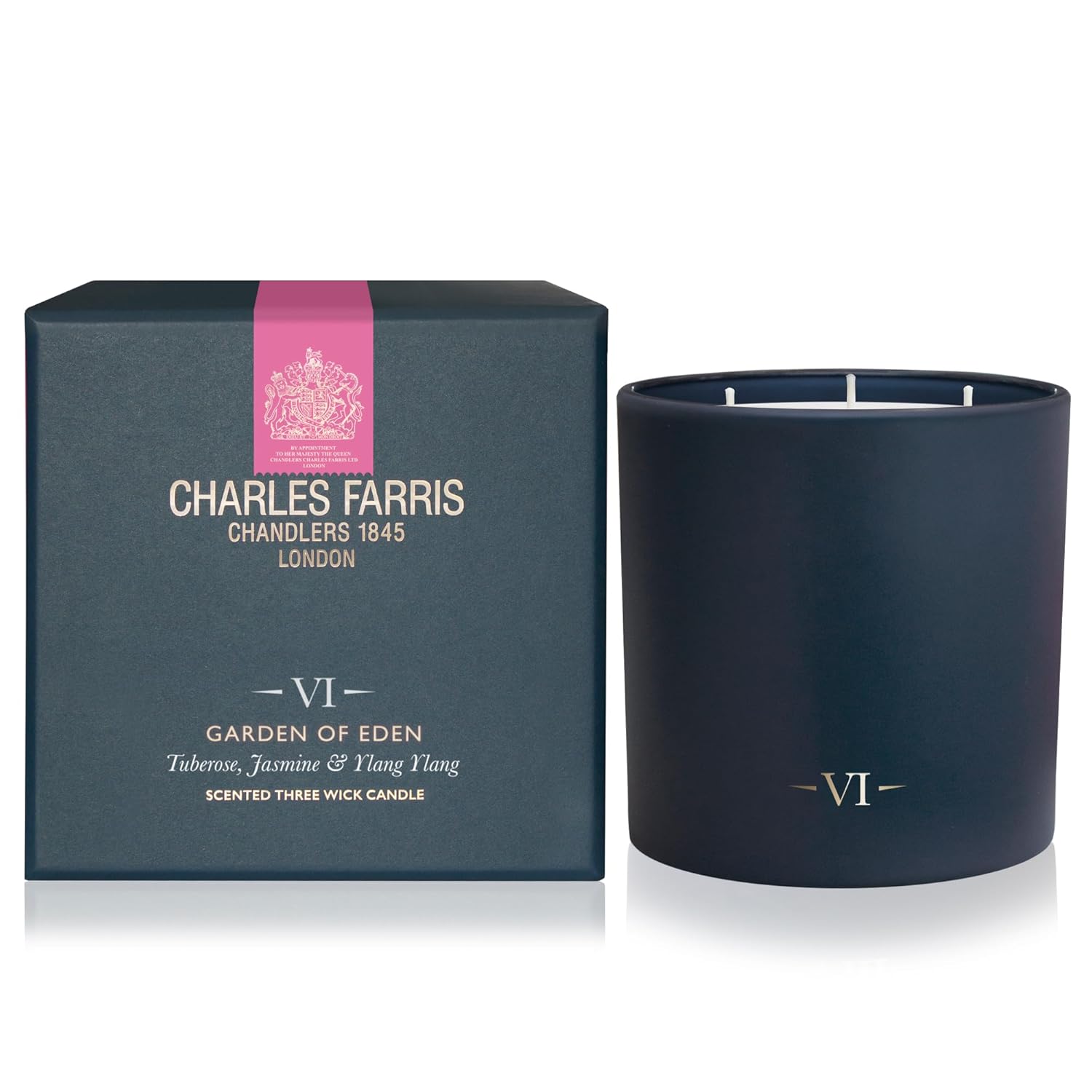 Luxury Scented Candle – 3 Wick, Hand-Poured, Long Lasting, Clean Burning, 640G / 22.5Oz, Up To 80 Hours Of Burn Time, Made In England – Tuberose, Jasmine & Ylang Ylang – Garden Of Eden