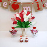 36 Pcs Real Touch Tulips Artificial Flowers, Fake Tulips White Pink Red Faux Tulips Flowers For Table Centerpiece Vase Home Wedding Kitchen Bouquet Decorations