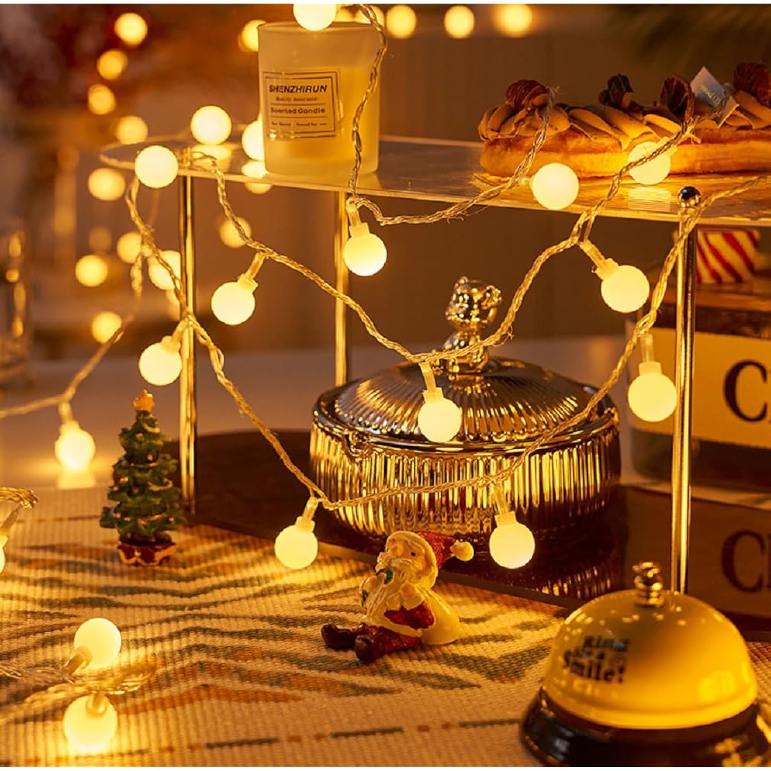 Globe String Lights, 10Ft 20 Led Usb Powered Globe Fairy String Lights Warm White For Birthday Party Wedding Christmas H