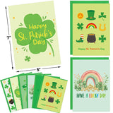 Treasure Cove St. Patrick's Day Cards Set Green Shamrock Greeting Cards with Envelopes and Stickers for Irish Holiday Supplies 12 Pcs