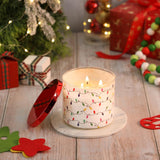 Christmas Candles, Xmas Berry Jam Scented Candle, Large 3 Wicks, 14 Oz Christmas String Lights Candle Gift