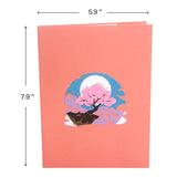 Cherry Blossoms And Swing 3D Pop Up Card, Anniversary Card, Valentines Day Card, Romantic Gift, Birthday Card For Wife Husband Couple Girlfriend Boyfriend, With Envelope