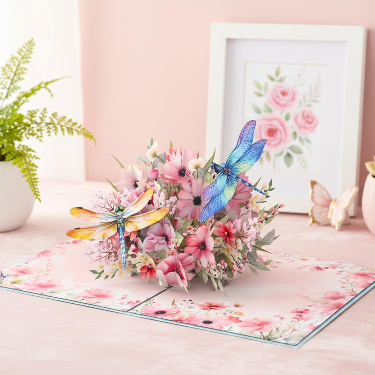 - Pop Up Birthday Card For Women, Dragonfly Floral Pop Up Birthday Card For Mom, Wife, Sister, Daughter, Grandma, 6X8 In 3D Popup Greeting Cards Includes Envelope And Message Note