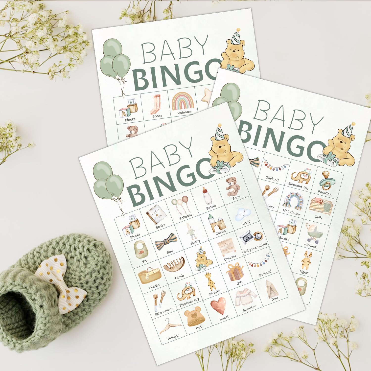 Winnie Baby Shower Games For Baby Shower Decoration, Pooh Bingo Cards For 30 Players Kids Birthday Reveal Party Games Favors Supplies Decorations Souvenirs Gifts
