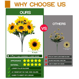 28Pcs Sunflowers Artificial Flowers For Outdoors Spring Decor, 4 Pack Fake Flowers Silk Faux Sunflower Bouquet Arrangement For Vase Wedding Table Home Cemetery Flower Summer Decor Outdoor