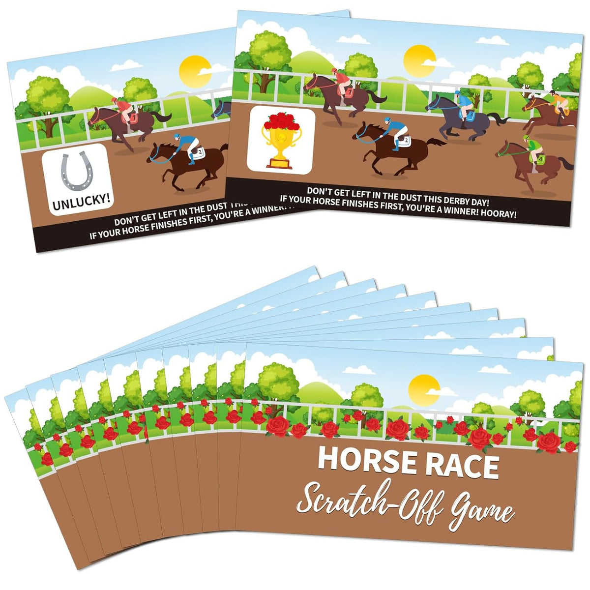 60Pcs Kentucky Horse Derby Party Supplies Game - Horse Racing Scratch - Off Cards, Horse Game Supplies, Birthday Party Games, Bachelor Party Games