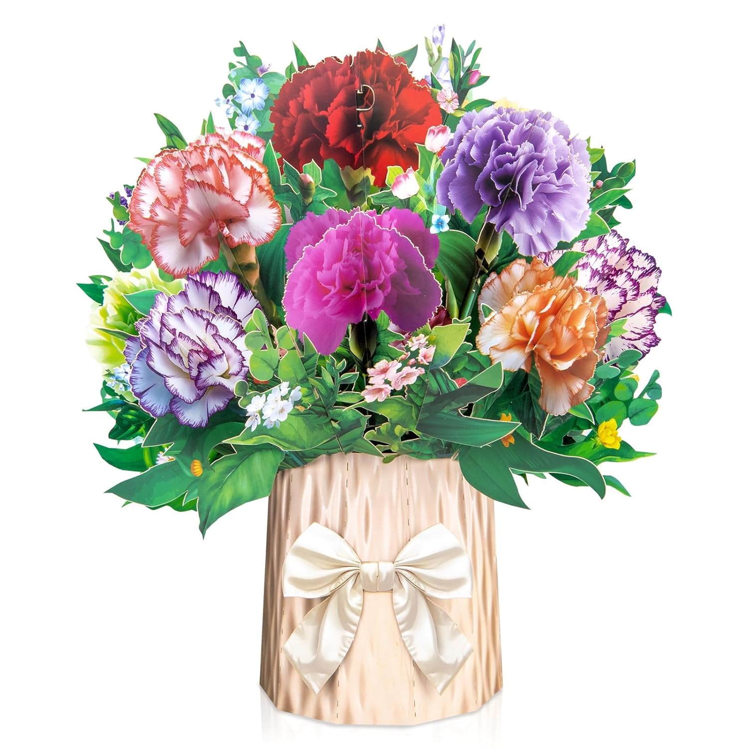 Carnation Big Pop Up 13 Inch Paper Flower Bouquet Greeting Cards With Blank Note & Envelope, Ideal Gift For Celebrating Love, Holiday, Birthday, Anniversary, Mother'S Day, Valentine'S Day