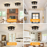2 Pack Farmhouse Black Flush Mount Ceiling Lights Modern 2 Light Ceiling Fixtures