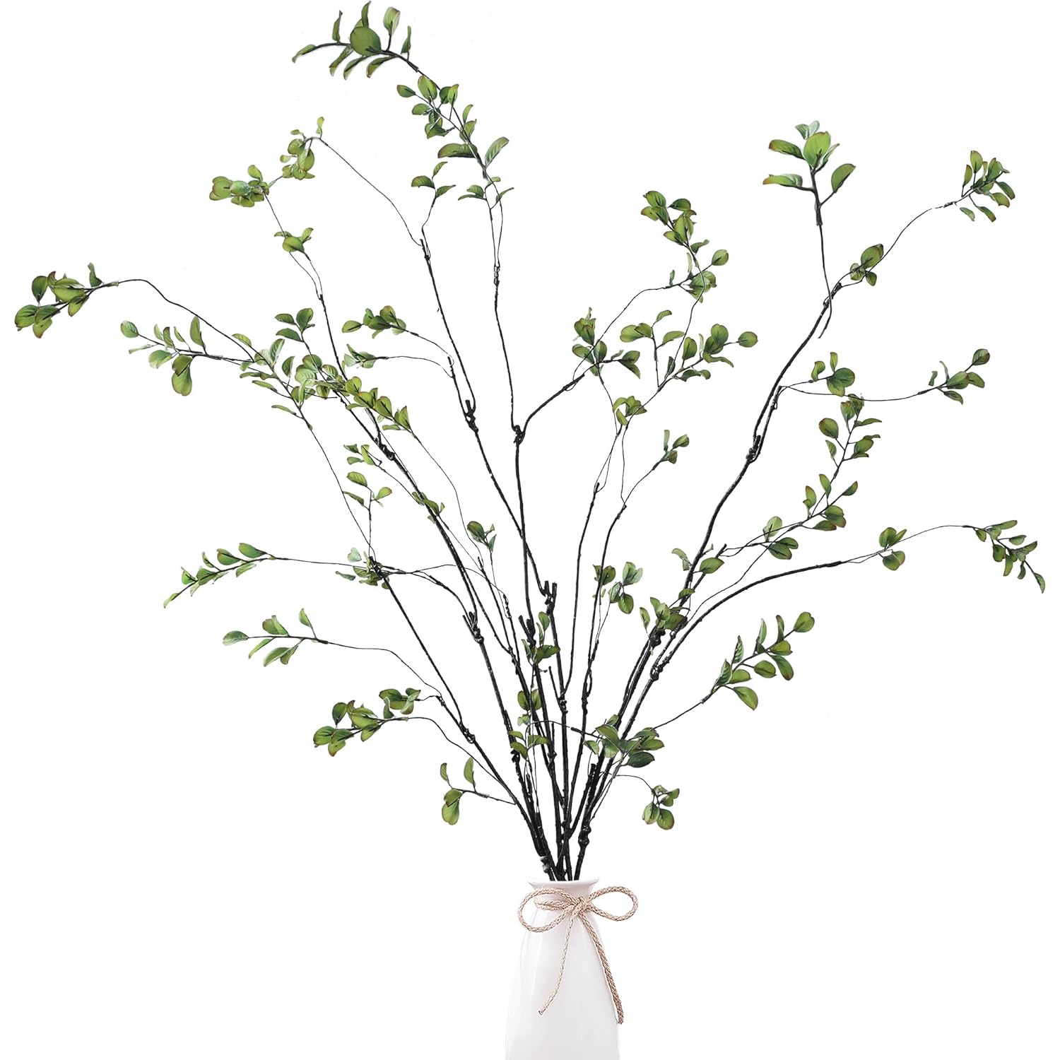 47.2’’ 4Pcs Artificial Ficus Branches Artificial Greenery Stems Faux Ficus Twig Plants Fake Leaf Spray Green Eucalyptus Branches For Vase Filler Office Home Wedding Decoration