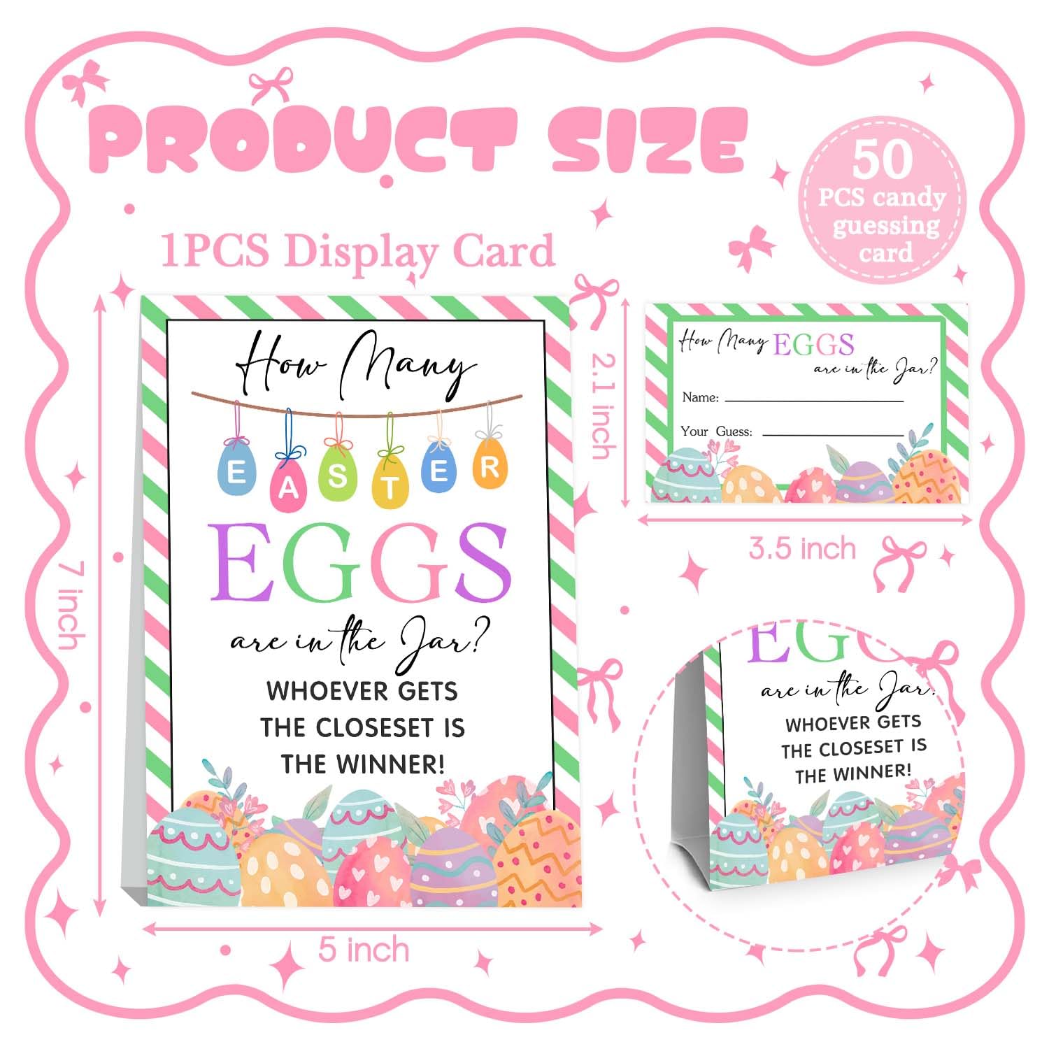 Eggs Easter Party Games For Adults Family Large Groups,Easter Games For Kids, How Many Eggs Are In The Jar,Birthday Party Game & Activities 50 Cards And Sign