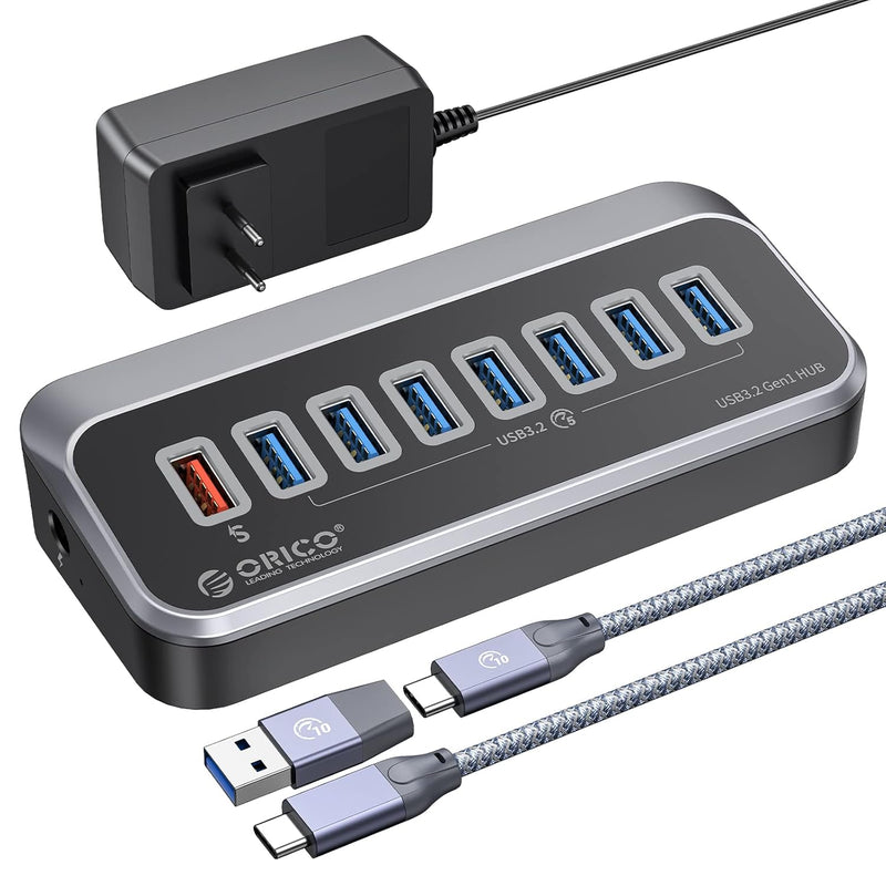 ORICO 8-Port USB 3.0 Hub, Powered USB 3.2 Gen1 Splitter with Fast Data Transfe