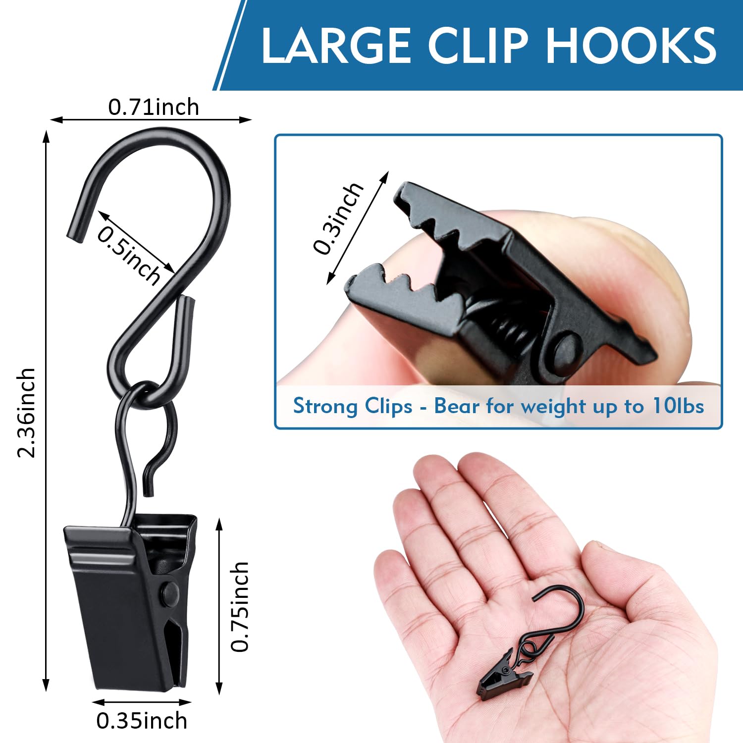 Christmas Light Clips Hanging Hooks - 50 Pack Outdoor String Light Clips - Heavy Duty Metal Camper Awning String Party Light Hook - Holiday Light Clips Hangers Canopy Tent Rv Xmas Decor Clamps
