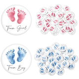 50Pcs Gender Reveal Button Pins Pink Blue Footprints Team Girl Boy Button Badges For Baby Shower Party Game Supplies