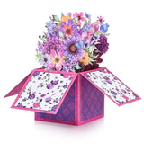 Mother'S Day Pop Up Card, Purple Flower Bouquet Birthday Card For Mom, Mother, Grandma, Women, Wife, Daughter, With Notecard & Envelope