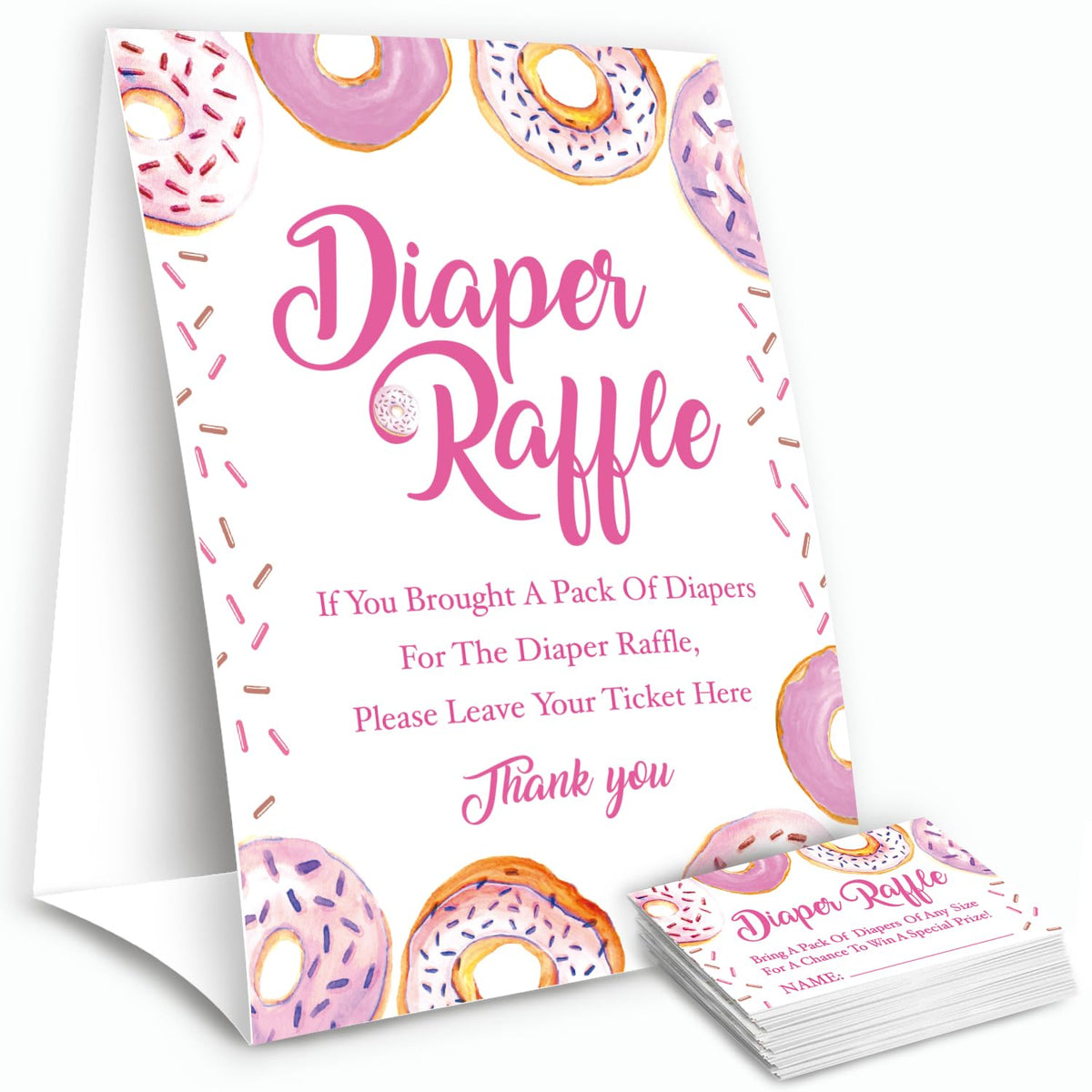 Baby Shower Games For Girl, Baby Shower Decorations Games For Boy Or Girl Shower, 1 Standing Sign And 50 Diaper Raffle Tickets