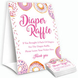 Baby Shower Games For Girl, Baby Shower Decorations Games For Boy Or Girl Shower, 1 Standing Sign And 50 Diaper Raffle Tickets
