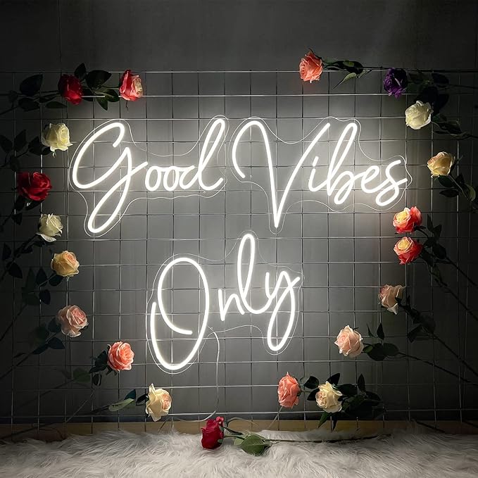 Good Vibes Only Neon Sign Large LED Wall Light Warm White Decor for Bedroom Bar Game Room Café