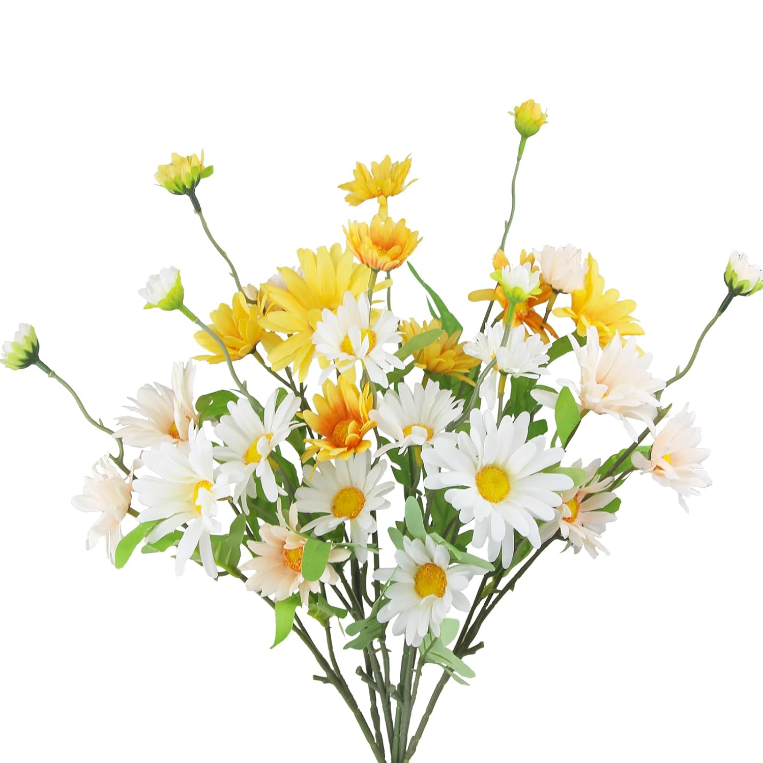 6 Pcs Artificial Daisy Flowers Silk Flower Outdoor Uv Resistant Artificial Wildflowers For Decoration Bulk Faux Flowers For Vase Floral Arrangements Home Table Centerpieces Indoor Garden