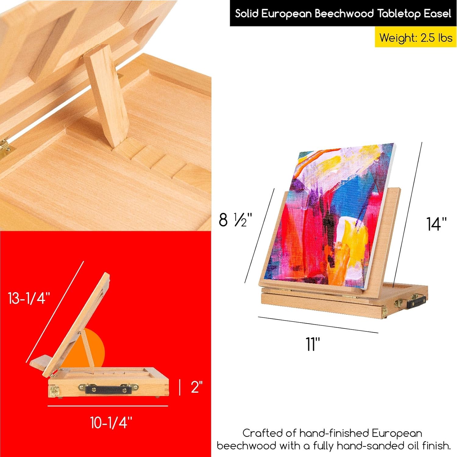 Professional Art Supplies - 142Pcs All-In-One Painting Kits For Adults, Beechwood Easel, Aluminum Alloy Bracket, 30 Quality Brushes, 96 Paints & Other Professional Art Supplies.