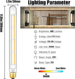 4 Pack T300 Long Tubular LED Bulbs 11.8 Inch E26 Dimmable Clear Glass Edison Tube 3000K