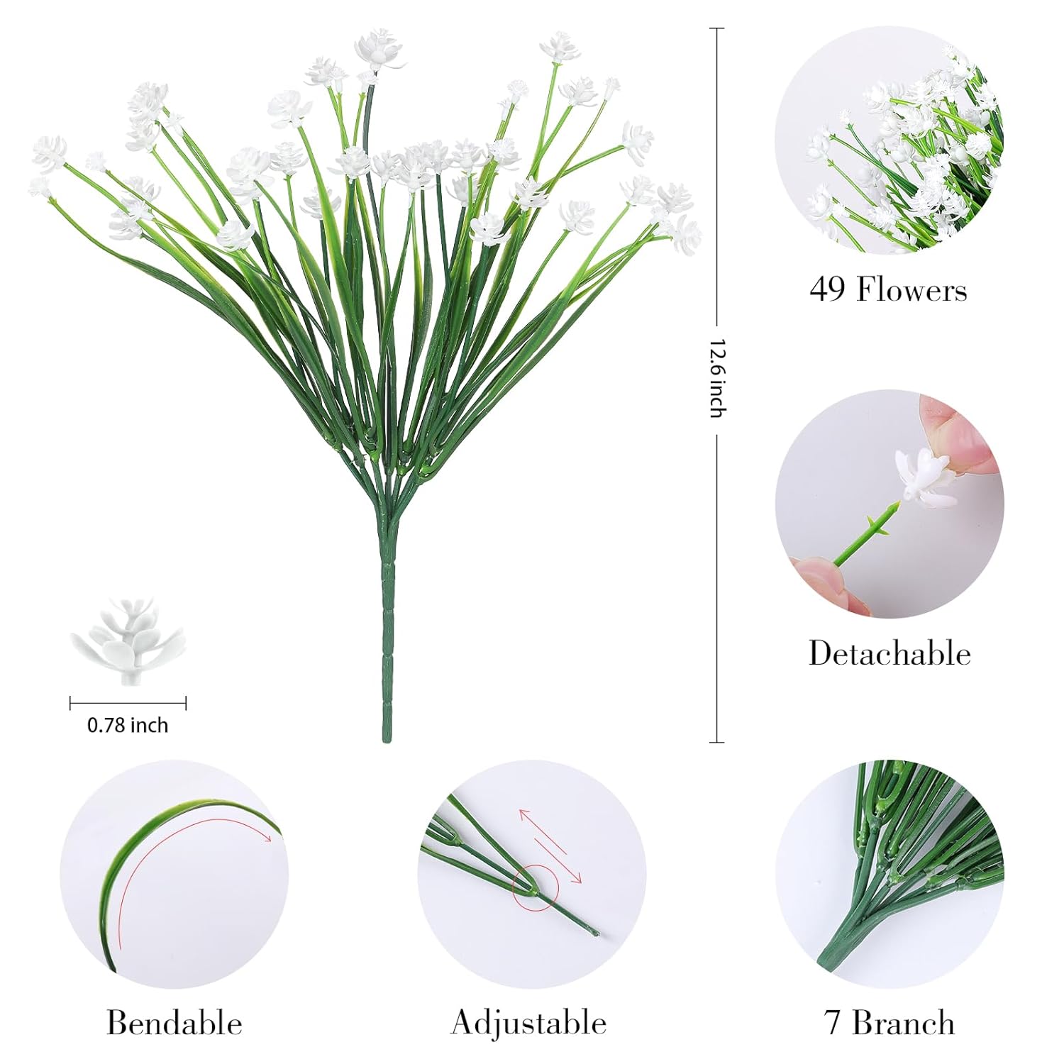 24 Bundles Artificial Flowers Outdoor,No Fade Fake Plastic Flowers Faux Plants For Decoration Hanging Planters Indoor Outside Garden Porch Window Box Home Farmhouse Wedding