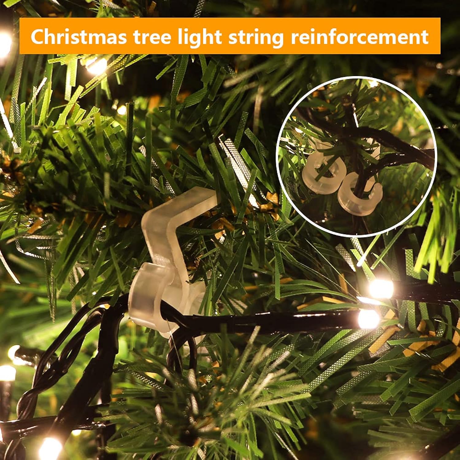 120 Pcs Gutter Hooks For Outdoor Lights, Christmas Lights Clips, Outdoor Hang Hooks For String Lights Meteor Shower Lights On Halloween Christmas Garden Tree Home Decoration