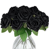 30Pcs Artificial Black Roses With Adjustable Stems - Gothic Decor For Valentines Day, Wedding Centerpieces & Party Arrangements