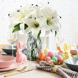 12 Pcs Artificial Tiger Lily Flowers Real Touch Easter White Latex Fake Lily Bouquet Faux Flowers For Easter Indoor Home Table Office Wedding Decoration