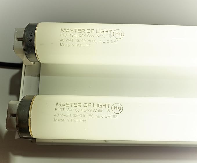 2 Pack F40CW 4FT Fluorescent Tube Light Bulbs 40W T12 Cool White 4100K Replacement