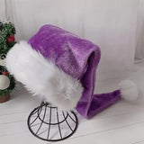 Plush Christmas Hat Purple Velvet Santa Hat For Women Men Christmas Holiday New Year Party Supplies