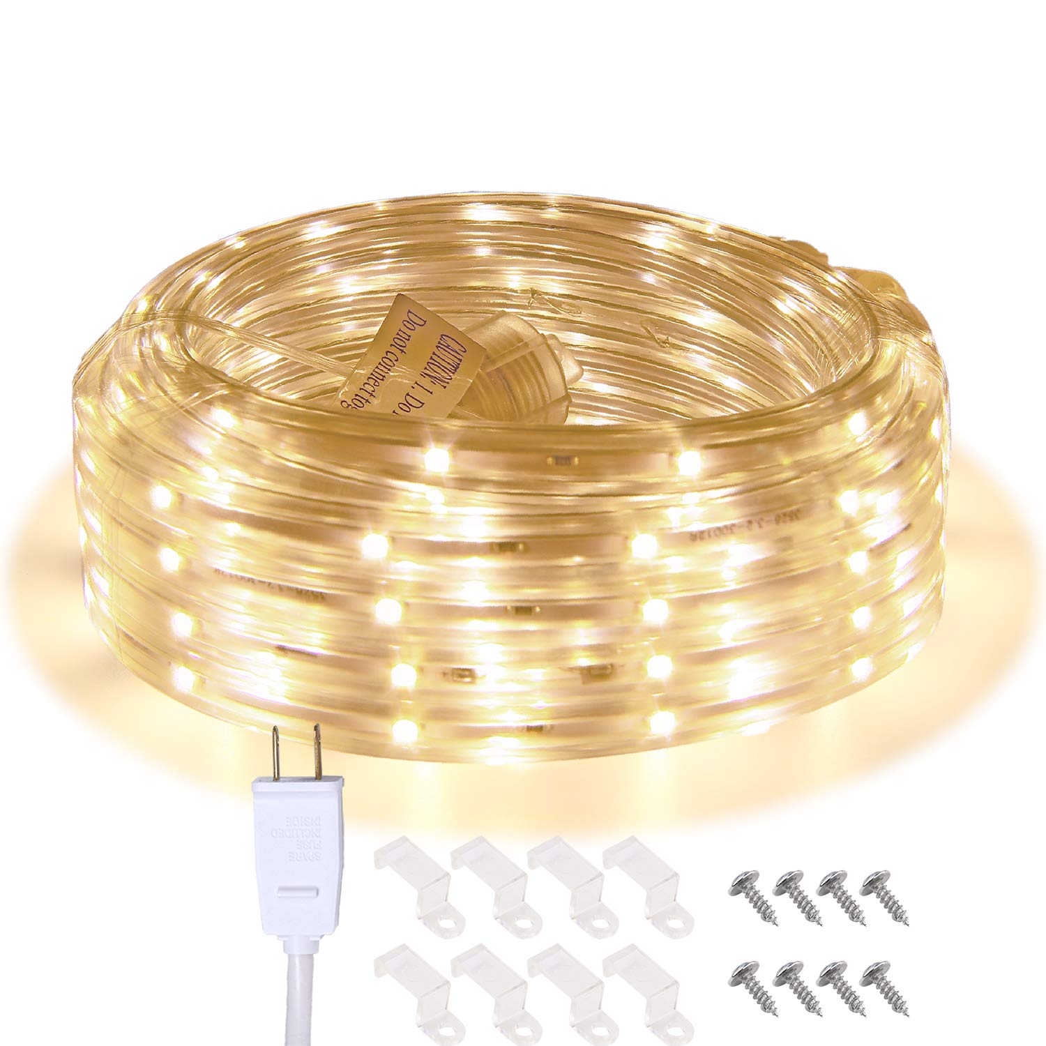 Led Rope Lights, 16.4Ft Waterproof Connectable Strip Lighting, 3000K Soft White, Indoor Outdoor Mood Lighting For Home Christmas Holiday Garden Patio Party Decoration