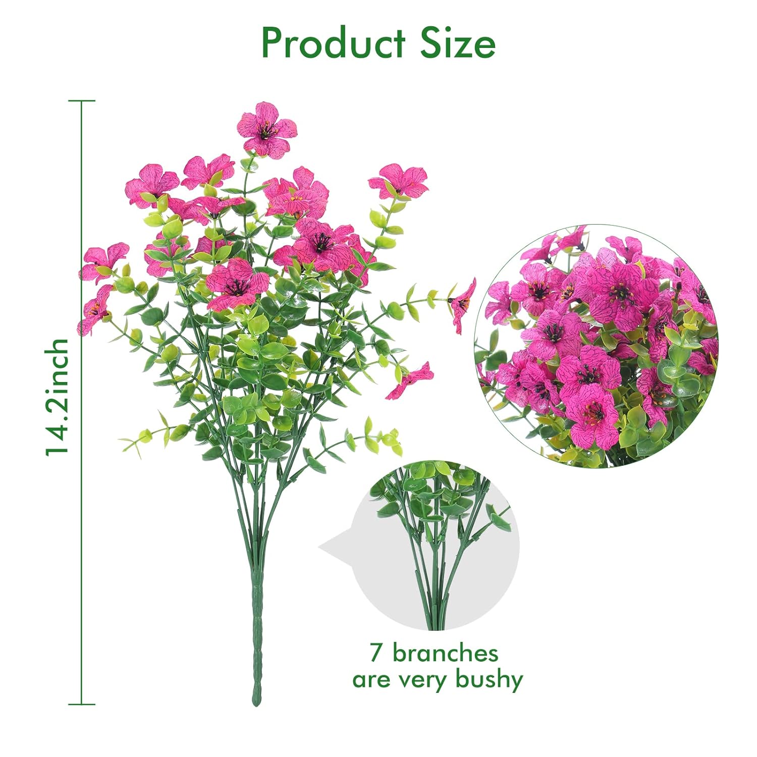 12 Bundles Artificial Flowers Outdoor Uv Resistant Fake Plastic Plants Indoor Outside Hanging Plants Garden Porch Window Box Home Wedding Farmhouse Festive Shrub Decor (Rose Red)