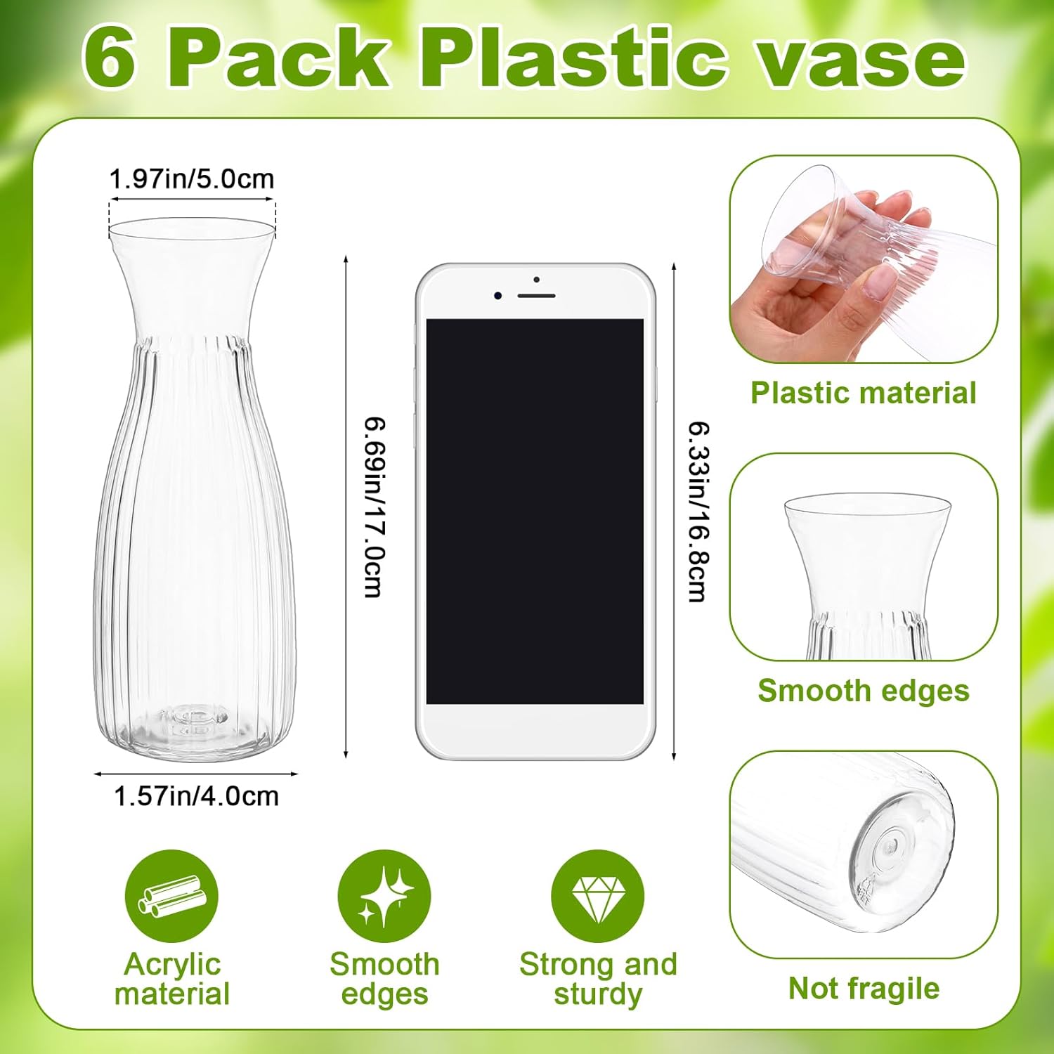 19 Pack Artificial Peony Flowers With Vase Bulk, 12 Bundles Silk Peony Bouquet 6 Plastic Clear Vase With 1 Pcs Rope, Table Centerpiece Arrangement Decoration Wedding Party(Champagne)