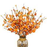 Artificial Fall Decorations 12 Pack Fall Pumkin Picks 17 Inch Orange Berry Stems With Eucalyptus Leaves For Autumn Thanksgving Day Harvest Festival Flower Arrangement Centerpieces Diy Crafts